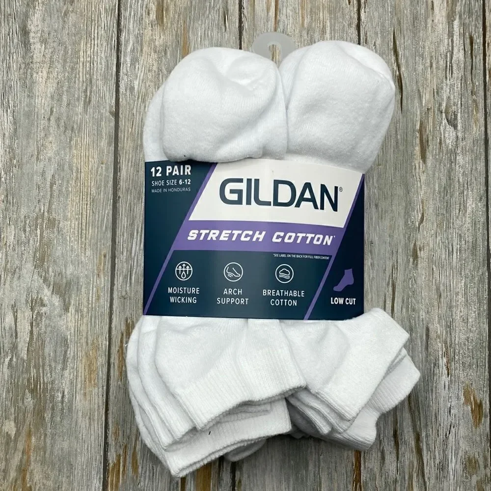 Mens Low Cut Cotton Stretch Breathable Arch Support Socks 12-Pack Shoe Size 6-12